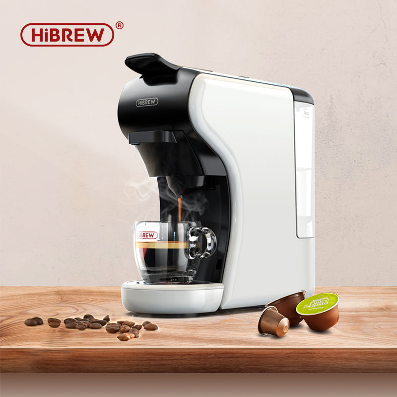 HiBREW 4 in 1 Multiple Capsule Coffee Maker Full Automatic With Hot &amp; Cold Milk Foaming Machine Frother &amp; Plastic Tray Set